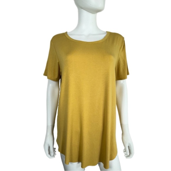 Another Love Mustard Boat Neck Distressed Split Hem High Low Tunic Top - Picture 1 of 6